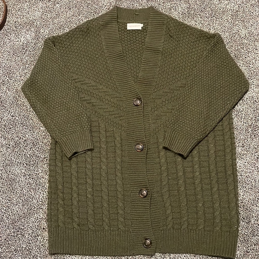 Women’s green button front sweater